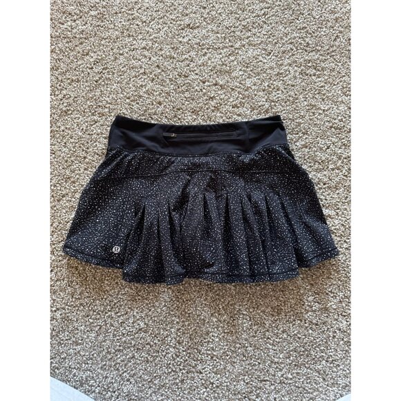 Lululemon Circuit Breaker Skirt Skort Splatter White Black Women's Size 4 /s1 - Picture 3 of 6